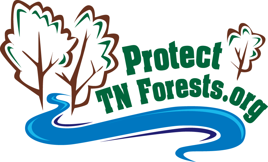 ProtectTnForestsLogo (4) Logo for Protect TN Forests.org featuring stylized brown and green trees, a winding blue river, and the text 'Protect TN Forests.org' in bold dark green font. The design is set against a black background, emphasizing the environmental conservation theme.