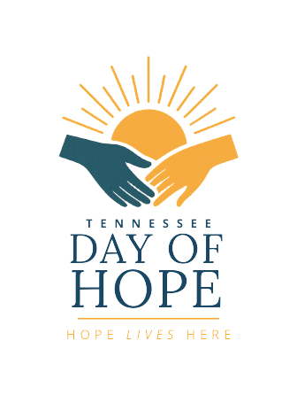 tennessee - 5 tennessee day of hope logo showing sunrise and hands in partnership with tagline hope lives here