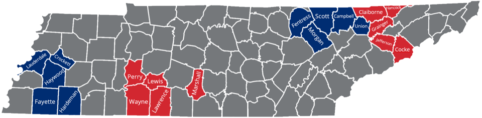 Project Rural Recovery County Coverage Map Project Rural Recovery County Coverage Map. information on this map is presented elsewhere on this page.