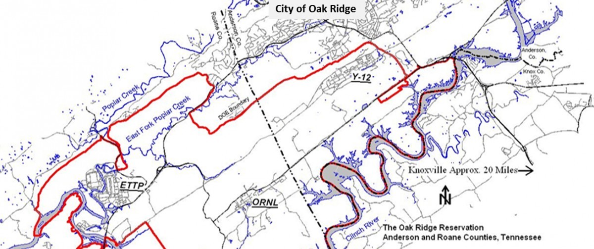 Map of the Oak Ridge Reservation in Oak Ridge, Tennessee