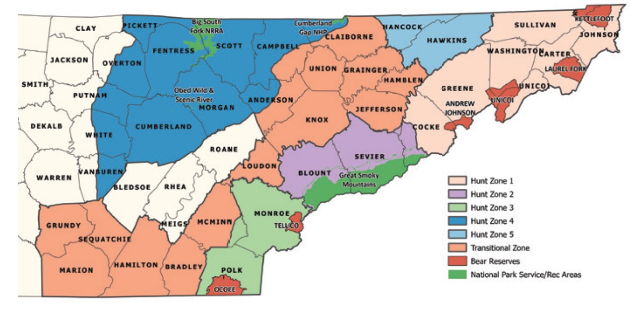 Tennessee Bear Hunt Zones (BHZ)