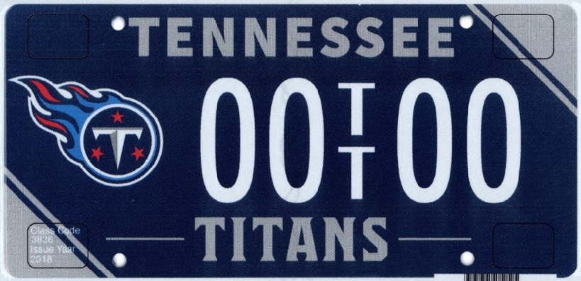 Titans Football Team Retro Logo Recycled Tennessee License Plate