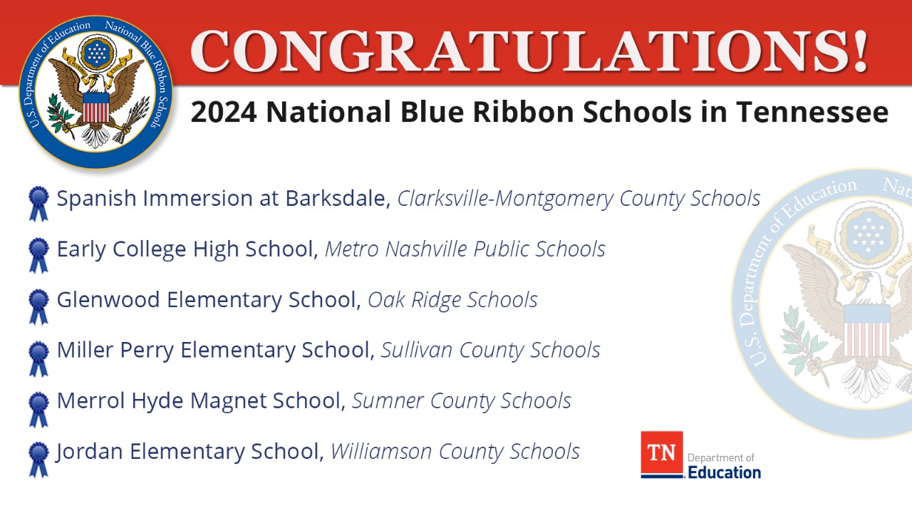 Six Tennessee Schools Recognized as National Blue Ribbon Schools