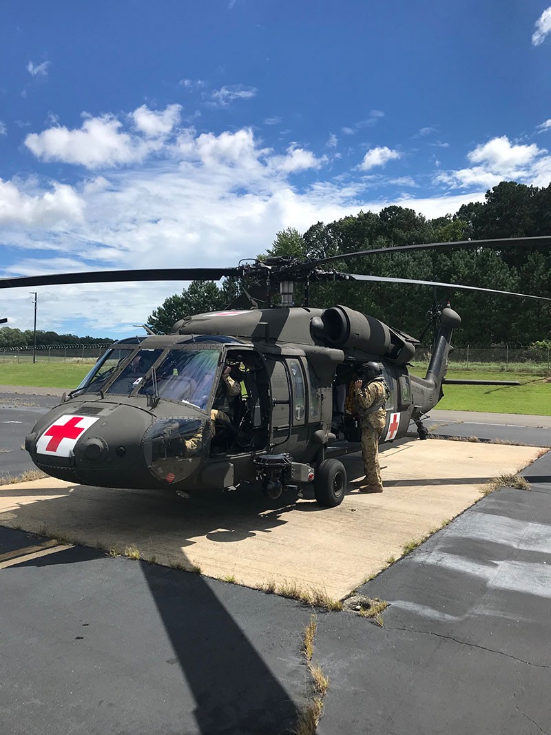 Aircrew of the Tenn. National Guard’s 1-230th Assault Helicopter Battalion prepares to depart for North Carolina September 17, 2018 to assist in the relief efforts of Hurricane Florence.  