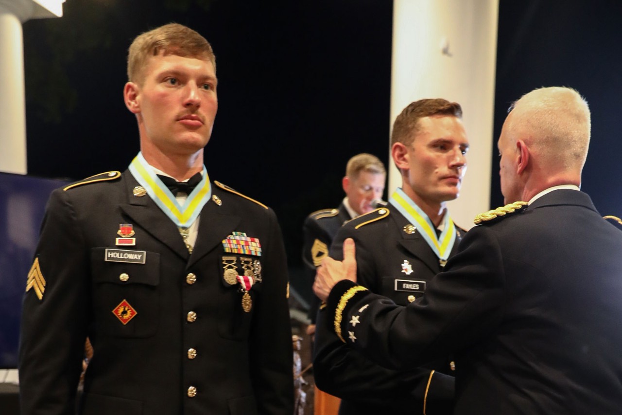 Sgt. Tyler Holloway, the 2022 National Guard Noncommissioned Officer of the Year and Sgt. Spencer Fayles, the 2022 National Guard Soldier of the Year.
