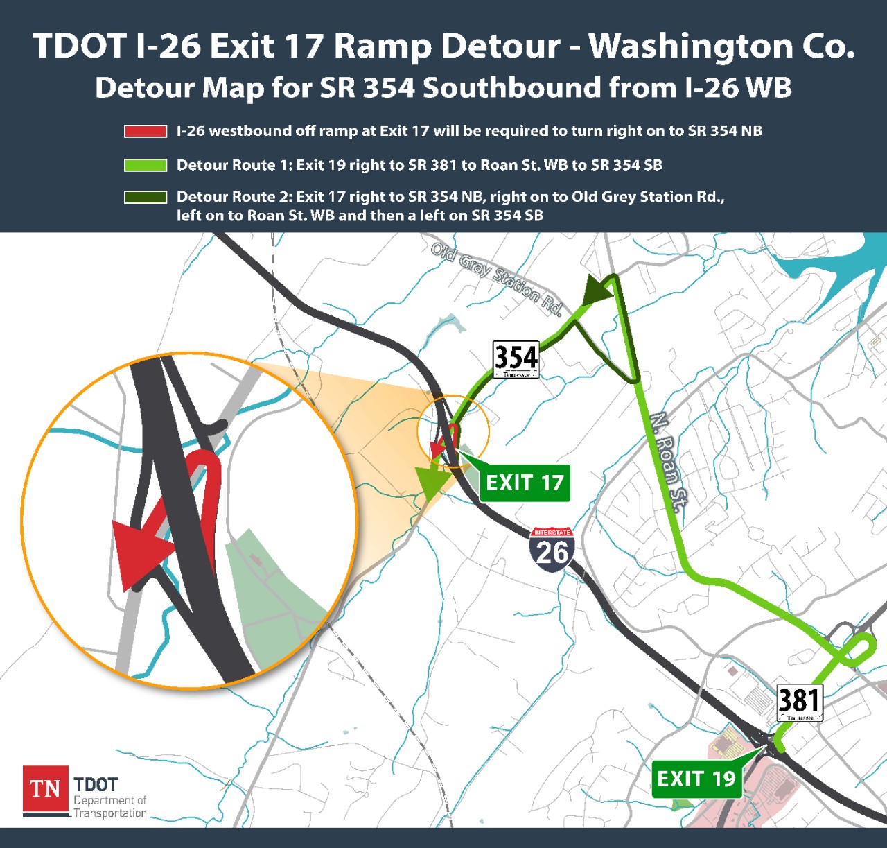 I-24 Exit 17 Ramp Detour (map)