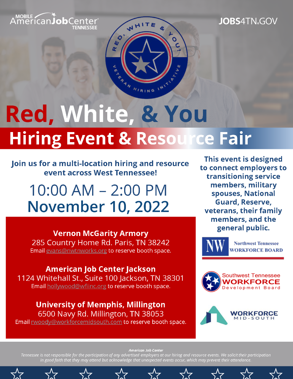 Red, White, & You Hiring Event and Resource Fair for Veterans and the