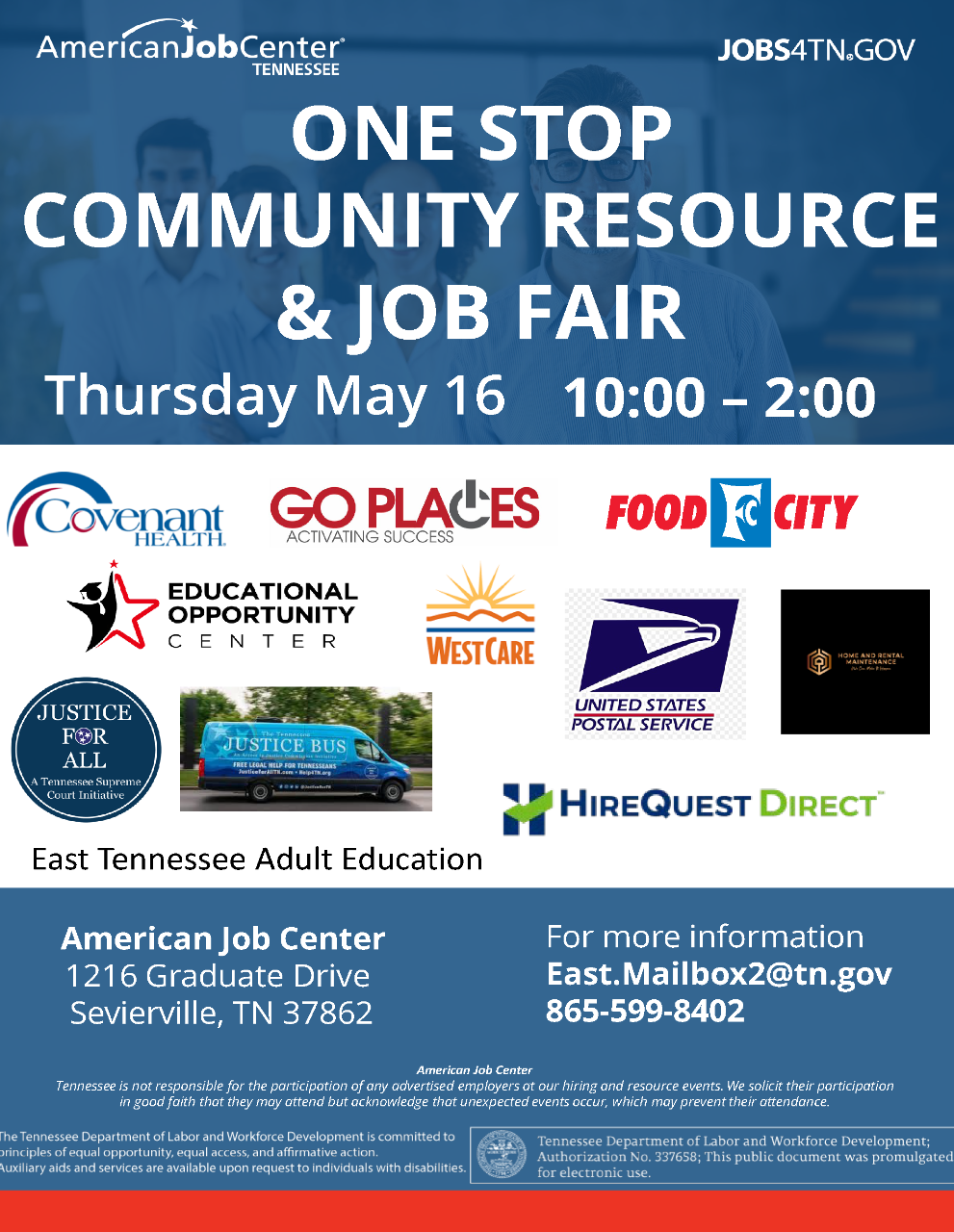 One-Stop Community Resource & Job Fair in Sevierville is May 16