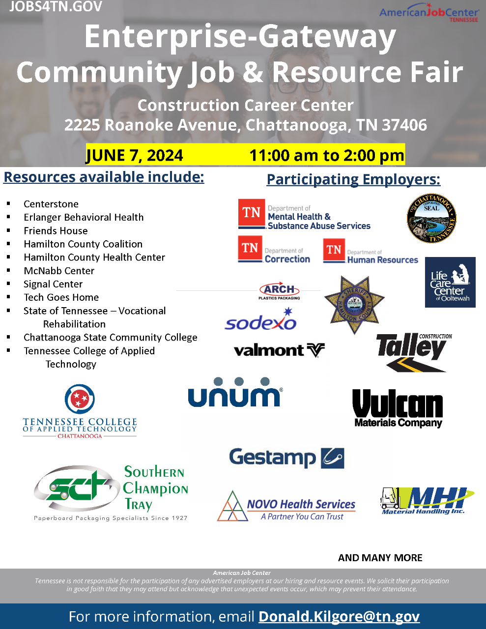 Enterprise-Gateway Community Job & Resource Fair in Chattanooga is June 7, 2024