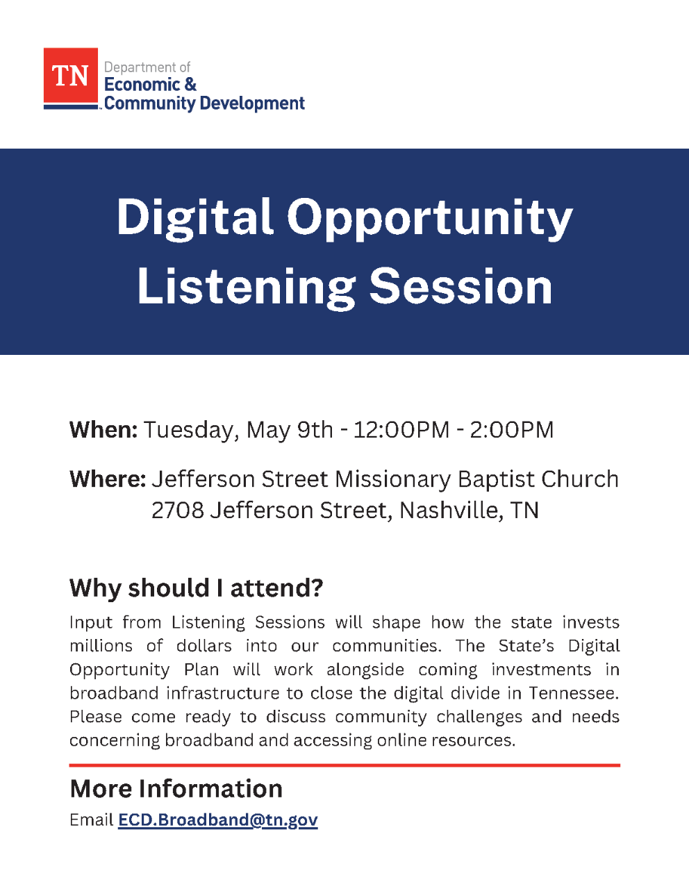 Digital Opportunity Listening Session flyer