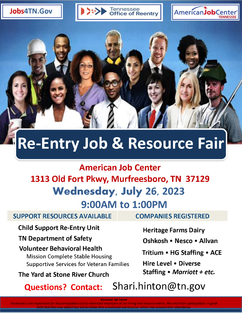 Reentry Job & Resource Fair Murfreesboro AJC 7/26/2023