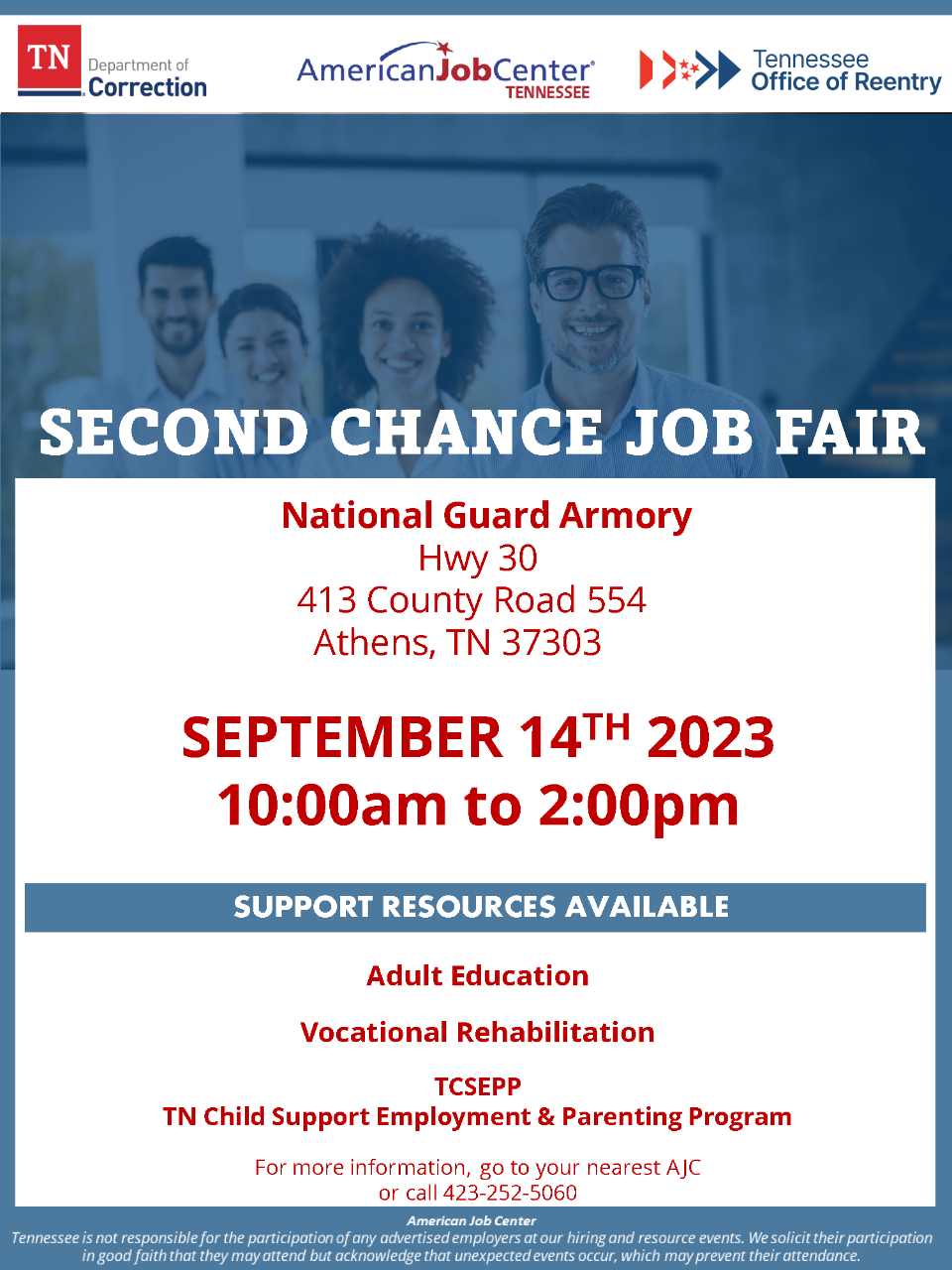 Second Chance Job Fair in Athens, TN, 9/14/2023