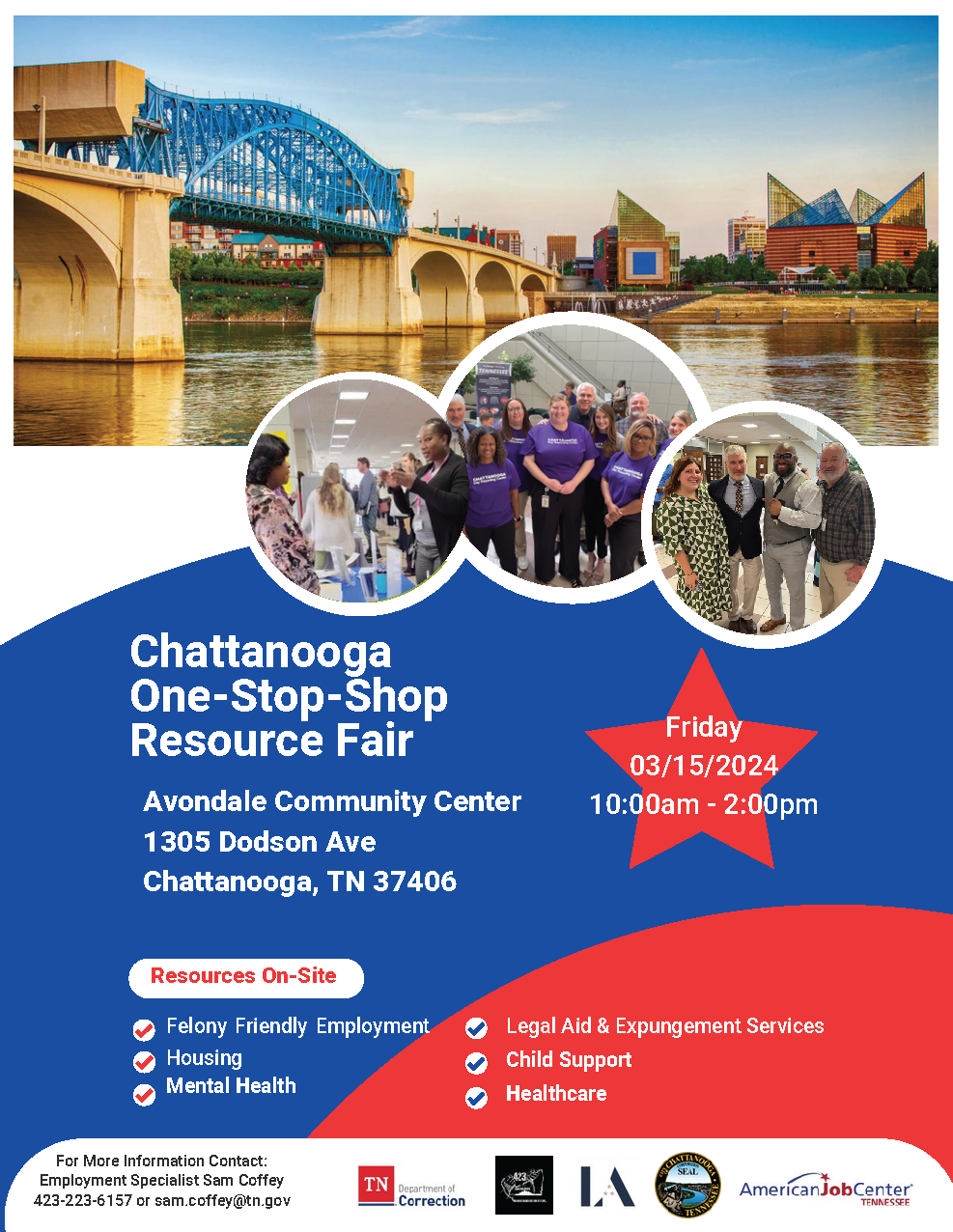 Chattanooga One-Stop-Shop Resource Fair March 15, 2024, from 10 a.m. to 2 p.m. EDT