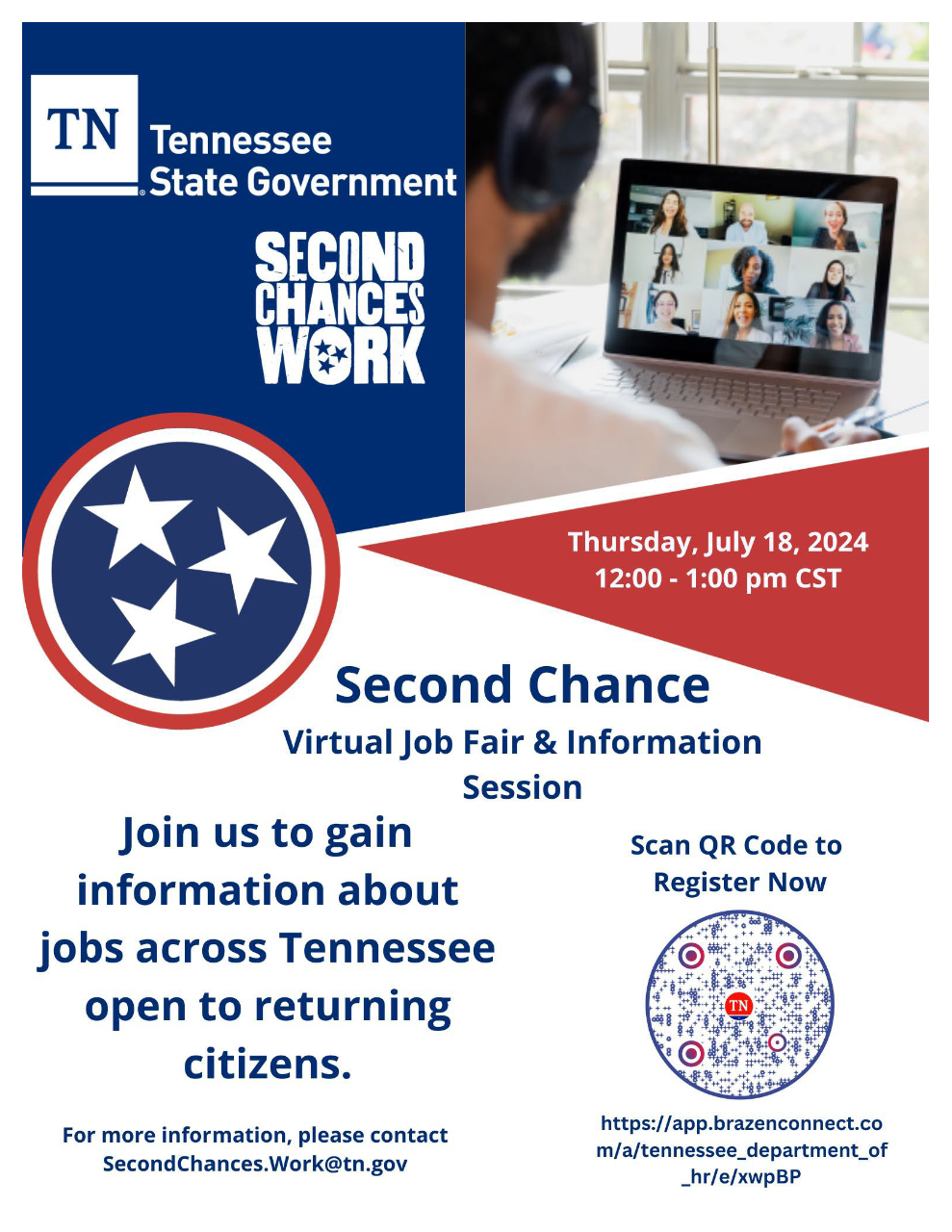The Second Chance Virtual Job Fair is July 18, 2024, from noon to 1 p.m.