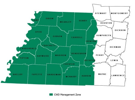 Tennessee Deer CWD Management Zone Map